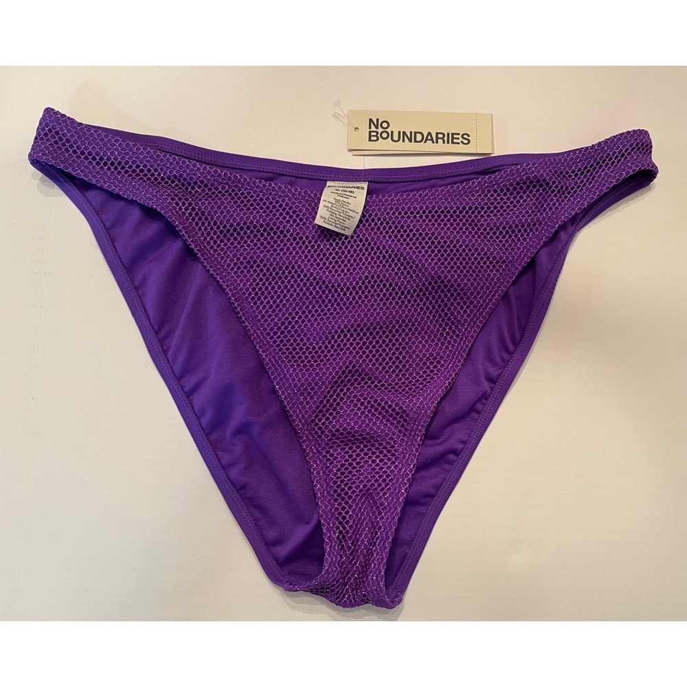 NWT No Boundaries Purple Fish Net Swim Bottoms Swimsuit Bottom‎ Size XL 16-18